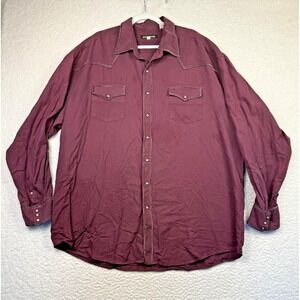 Stetson Shirt Mens 3XL Burgundy Western‎ Pearl Snap Long Sleeve Silk Cotton Yoke